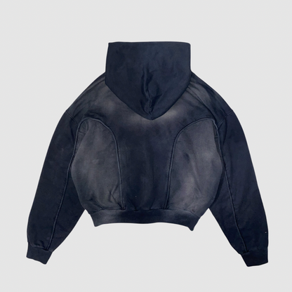 Poleron Boxy Fit Atmosfera Zip Esencial Negro