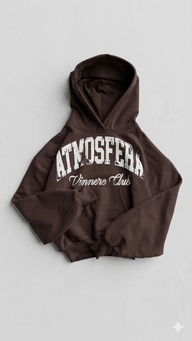 Poleron Boxy Fit Atmosfera Winners club Café.                            PRE - ORDEN 15 Días Hábiles