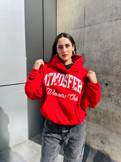 Poleron Boxy Fit Atmosfera Winniers Club Rojo . PRE - ORDEN 15 Días Hábiles