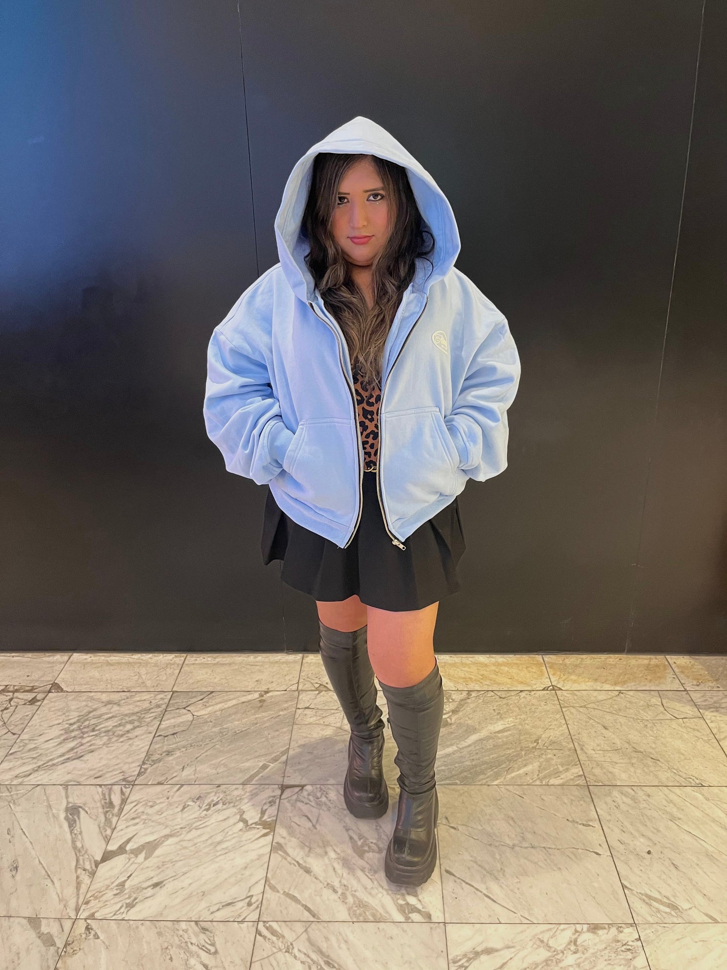 Poleron Zipper Atmosfera Eclipse Celeste