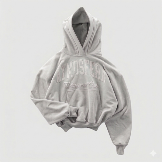 Poleron Boxy Fit Atmosfera Winniers Club Gris.              PRE - ORDEN 15 Días Hábiles