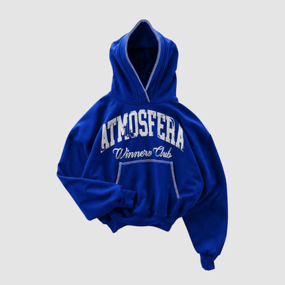 Poleron Boxy Fit Atmosfera Winniers Club Azul Rey Remallado Blanco . PRE - ORDEN 15 Días Hábiles