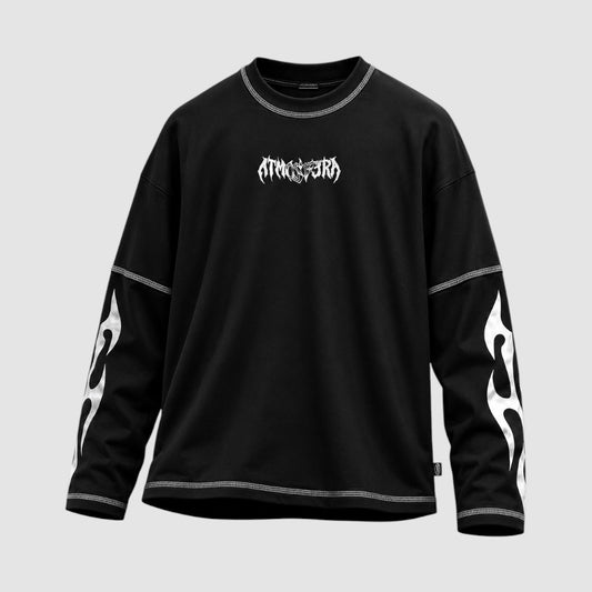 Polera Obsidian Negra Remallada Atmosfera