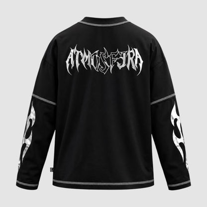 Polera Obsidian Negra Remallada Atmosfera