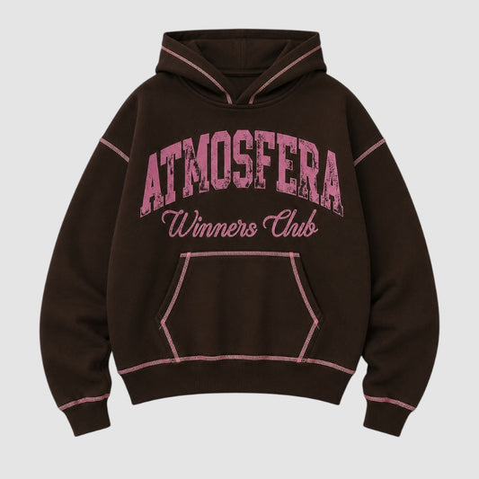 Poleron Boxy Fit Atmosfera Winners Club cafe Remallado rosado . PRE - ORDEN 15 Días Hábiles