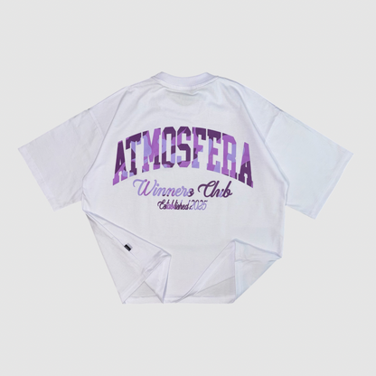Polera Boxy Fit Atmosfera Winners club blanca camuflada rosa