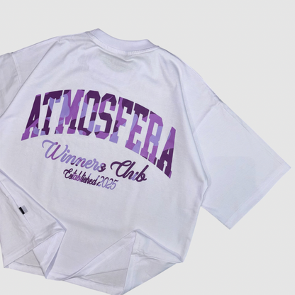 Polera Boxy Fit Atmosfera Winners club blanca camuflada rosa